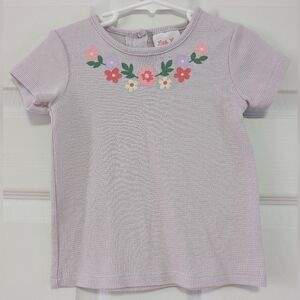 Little Lass Lavender Tee with Floral Accents Girls Size 5